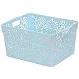 不二貿易 プラスチック収納ボックス 幅25×奥行19cm オーバル ブルー 23938