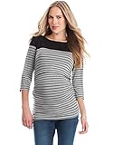 Seraphine セラフィン マタニティトップ Harper ストライプマタニティナーシングトップ サイズXL グレー/ブラック 授乳対応