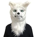 kawaayi（カワアイ）マスク お面 仮面 鬼 動物 ゾンビ 怖い かぶりもの アクセサリー ハロウィン コスチューム用小物 男女兼用 コスプレ小物 仮装 変装 パーティー イベント 宴会 舞踏会 学園祭 (狼（ホワイトA）)