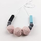 シリコン ママ授乳ジュエリー?歯固め 木 歯がため ネックレス 感覚おしゃぶり エレガント ママのネックレス[BPAフリー][FDA認可済]木育 安全 無味 ピンク グレー ブルー ブラック