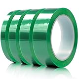 hxtapeポリエチレンterephthalate (ペット) 高温度グリーンパウダーコーティングマスキングテープ、ペイント、パウダーコーティング理想的、陽極処理アプリケーション、マルチサイズ 1/4"1/2"3/4"1"-36yds-4 rolls