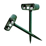OUGUAN 動物撃退器 超音波 ソーラー式 LEDライト 電池要りません ２個セット 簡単設置 猫 犬 ネズミ キツネ 鳥 スズメ 鳩 撃退 野生動物対策器