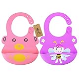 iZiv 2枚ベビーバンダナ防水シリコーンビブ簡単にきれいな0~3歳（カラー3）