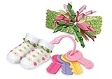 Stephan Baby Swirly Flower Bootie Socks, Key Rattle and Curly Band Gift Set, 0-6 Months by Stephan B