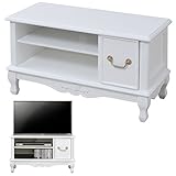 JKプラン 姫系家具 キャッツプリンセス テレビ台 36型対応 幅80 高さ45 猫脚 デザイン 完成品 （脚のみ組立） 薔薇モチーフ 木製 天然木 アンティーク調 ホワイト TSSGT00122WH