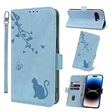 Jajaful 適用 Google Pixel 9a ケース 手帳型 グーグルピクセル9a ケース 手帳型 ピクセル9a カバー かわいい Pixel 9a カバー googleピクセル9a ケース ピクセル 9a 携帯カバー スマホケース 財布型 Pixel9a手帳型ケース スタンド機能 カード収納 レンズ保護 お洒落 PUレザー 軽量 猫 ライトブルー