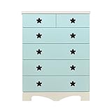 アルファタカバ 子供部屋に置きたいキッズチェスト ポップスター 幅75cm5段タイプ パステルブルー(取っ手ブラック)