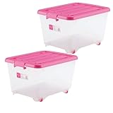 for.cEX ふた付きポリプロピレン収納ボックス クローゼット用 深型(高さ30cm) 同色2個組 ピンク for.cEXF50-2PI