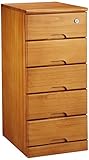 鍵付き チェスト たんす 5段 ナチュラル