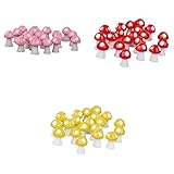 Flameer マイクロ風景置物　盆栽　キノコ　装飾　60個/40個入り　各色20個　ミニチュア　ガーデン　樹脂製 - 60個：黄＆赤＆ピンク