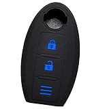 【IKT】日産車用 インテリジェントキー用 シリコンカバー 2ボタン ブラックブルー / ノート / ノートeパワー / デイズ / キューブ / マーチ / ジューク / NV350キャラバン / ウイングロード / エクストレイル / ステージア / ティアナ / ティーダ / ティーダラティオ / デュアリス / ムラーノ / ラフェスタ / NV200バネット / など インテリキー用 専用設計でピッタリサイズ！傷防止に最適！さらさらシリコンで手触り快適！（ニッサン / 日産車用） スマートキー用（NS-006BKBL）