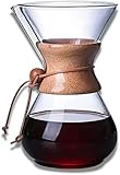 Coffee USA ガラスポアオーバーコーヒーメーカー - 4カップ - コーヒードリッパーセットメーカー - コーヒーを淹れるための高耐熱カラフェ美しい手吹きホウケイ酸ガラス。