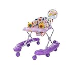 GETTEER ベビーウォーカー ベビー歩行器 6ヶ月 ~ 18ヶ月の赤ちゃん用多機能 折りたたみ式歩行器 転び防止、収納便利　ブレーキ付き (パープル)