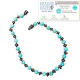 100% Certified Balticamber Pop Clasp Baby Necklace with Gemstones, Turquoise, 10 1/2'' by Healing Ha
