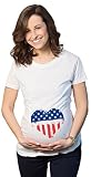 Crazy Dog TシャツマタニティUSAハートアメリカンフラグ発表面白い妊娠Tシャツ US サイズ: 3L カラー: ホワイト