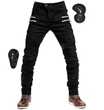 [RENHE] バイク用パンツ メンズ ライディングパンツ プロテクター ライダースパンツ 春夏秋冬 バイクズボン デニム レーシングパンツ ストレッチ素材 耐磨耗性 ブラック Lサイズ