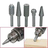 5PCS /セット 木工 木彫り 6mm シャンク回転 エンボス加工 研削ヘッドファイルラスプリルドリルビット,