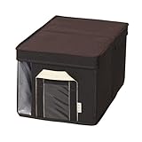 ドウシシャ フタ付収納ボックス2643 クローゼット用 窓つき 幅26×奥行43cm ブラウン 【shimauシリーズ】 SM2643C-BR