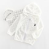 日焼け止め服 子供 ベビー ジャケット パーカー 男の子 女の子 紫外線対策 UV 対策 冷房対策 長袖 超軽量 通気性 快適 お出かけ 旅行 通園 ストライプ 春 夏 ホワイト 6色から選べる（om