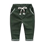 PANCY 子供服 上質 秋冬 長ズボン ロングパンツ 縄付き ストライプ 男の子 女の子(140cm,グリーン)