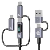 USB 充電ケーブル 6in1 1本6役 ワット表示 PD60W対応 急速充電 高速データ転送 USB Type C/Micro/IP-USB C/A ケーブル 充電コード 高耐久ナイロン編み 一本多役 多機種対応 (2M)