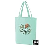 トートバッグ　エコバッグ　プリント　綿　Rose　バラ (Sサイズ, ミント)