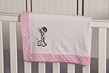 White and Pink Giraffe Embroidered Minky Dot Baby Blanket by My Evergreen