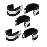 uxcell EPDMラバーライニングPクリップ ゴム 304ステンレス鋼 ケーブルマウント ホースクリップ 22mm 5個入り