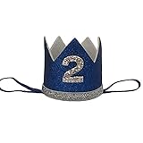 (Boys-2nd-blue) - iMagitek Baby Boy 2nd Birthday Crown Hat, Baby Boys Headband Party Supplies
