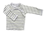 オーガニックコットン ベビー長袖スナップ短肌着 Stripe BlueStripe 3-6M