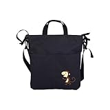 (Newox) ベビーカー用バッグ マザーズバッグ 多機能小物入れ ドリンクホルダー 大容量 可愛い (ブラック×サル)