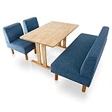ソファダイニングセット ダイニングセット ダイニングテーブル 無垢材 木製天板 角丸 幅120 奥行75cm コンパクト ネイビー