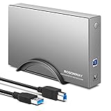 ROSONWAY HDD ケース 3.5インチUSB3.0 外付けハードディスクアルミ製 ドライブケース SATA接続 最大16TBをサポートUASP 自動スリープ機能付き （シルバー）