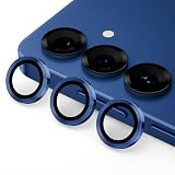 Podick レンズカバー Samsung Galaxy S25用 カメラフィルム 9H強化ガラス アルミ合金 キズ防止 耐衝撃 ギャラクシーS25 カメラ保護 高透過率 黒縁取り 露出オーバー防止 飛散防止 気泡ゼロ 極薄 カメラカバー プロテクター (ブルー)