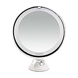 Auxent LED化粧鏡 7倍率吸盤付き拡大鏡360度回転 化粧ミラー 卓上ミラー 角度調整可能 吸盤ロック付き 壁掛けメイクミラー ガラスに 携帯 コードレス 白