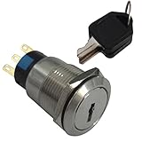 Baoblade Baoblaze 電子キースイッチ　ロック　22mm　ステンレス　ON/OFF　 2キー付き　1NO+1NC/2NO+2NC 　 - 1NO+1NC