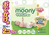 【ベビー用品】ユニ・チャーム　ムーニー おしりふき やわらか素材 おでかけ用 30枚×2個パック（計60枚）　ノンアルコール・無香料　※商品パッケージは予告なく変更あり×20点セット　(4903111