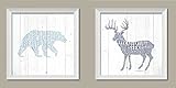 美しいインスピレーション" Seek Adventure」と「Be Brave "フォレスト鹿とベアセット、完璧を子の部屋や子供部屋 Two 12x12in White Framed Prints