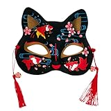 クリアストーン(Clearstone) 和風お面 ねこ半面 黒金魚 ユニセックス ブラック