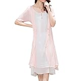 Linyuan ファッション Maternity Dress マタニティドレス Loose 2PCS Cotton Linen Short-Sleeved Dress