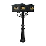 The Hanford Twin Mailbox Post System with Fluted Base, 2 Lewiston Mailboxes, Mounting Brackets and S