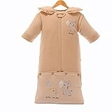 エルフ ベビー(Fairy Baby)オーガニックコットンベビースリーパー 新生児ロンパース 着る布団 秋冬 厚い 長袖取り外す 寝冷え防止 90cm ブラウン