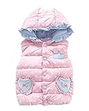 ナナコレクション Nana_Collection 秋 冬 キッズ ガール 女の子 ベスト リボン フリル かわいい ハート フード付き ドット 子供 ピンク 90cm