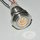 16ミリメートル12ボルトラッチング黄色led照光押しボタンメタルon-offスイッチ用カーボートモーター
