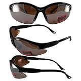 Global Vision Cougar Safety Sunglasses Black Frame Driving Mirror Lenses ANSI Z87.1+ by Global Visio