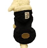 あったか ボーダーベア天 つなぎ 犬の服 ドッグウエア カバーオール オールインワン ロンパース ダックス チワワ トイプードル パグ 小型犬 ペット服 冬服 ベスト アウター コート (S, ネイビ