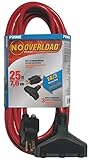 Prime Wire & Cable CB614725 25-Foot 14/3 SJTW Triple-Tap Outdoor Extension Cord with Circuit Breaker