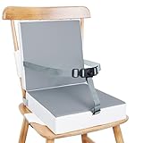 Kugooyi 食事 クッション こども チェアクッション 高さ調節 取り外し可能 クッション ひも付き ウォッシャブル 厚い チェア シート (レザグレー 背もたれ付き)