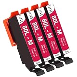 ICM80L 互換インクカートリッジ icm80マゼンタ 4本セット ep-977a-3 EP-978A3 EP-979A3 EP-907F EP-982A3 EP-808AB EP-808AR EP-808AW ep-708a EP-707A EP-777A EP-978A3 EP-979A3 EP-807AB EP-807AR EP-807AWプリンター用インクIC80L増量版 残量表示