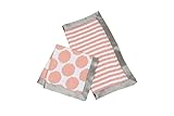 Bacati Ikat Muslin 2 Piece Security Blankets, Grey/Coral by Bacati